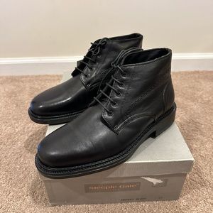 Brand New Black Italian Leather Boots - Steeple Gate - Size 8.5 Men’s